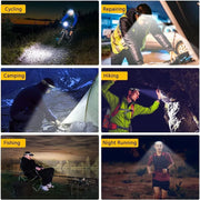 LED Sensor Head Lamp USB Rechargable Headlight Powerful Headlamp Waterproof Head Flashlight 6 Lighting Modes COB Work Light